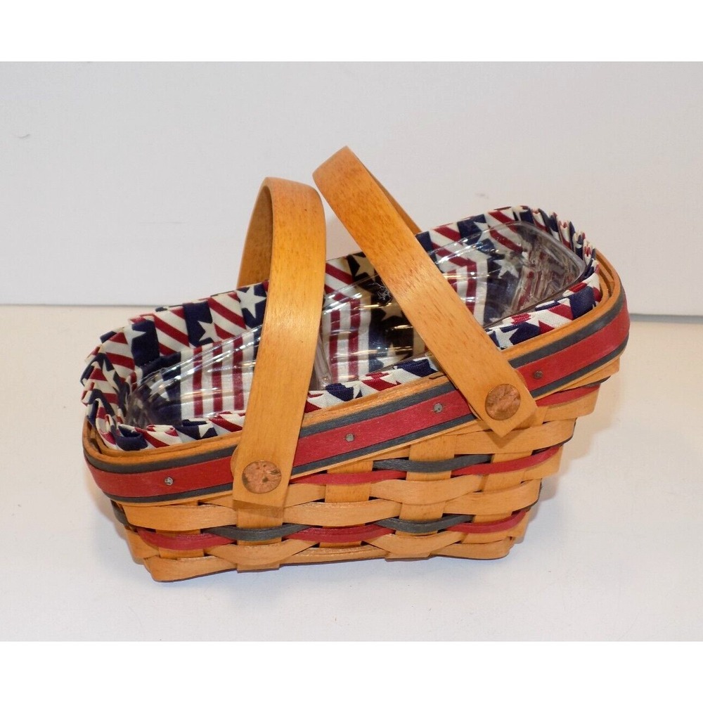 All American Summertime Basket w/ Liner & Divided Protector 1996 Longaberger